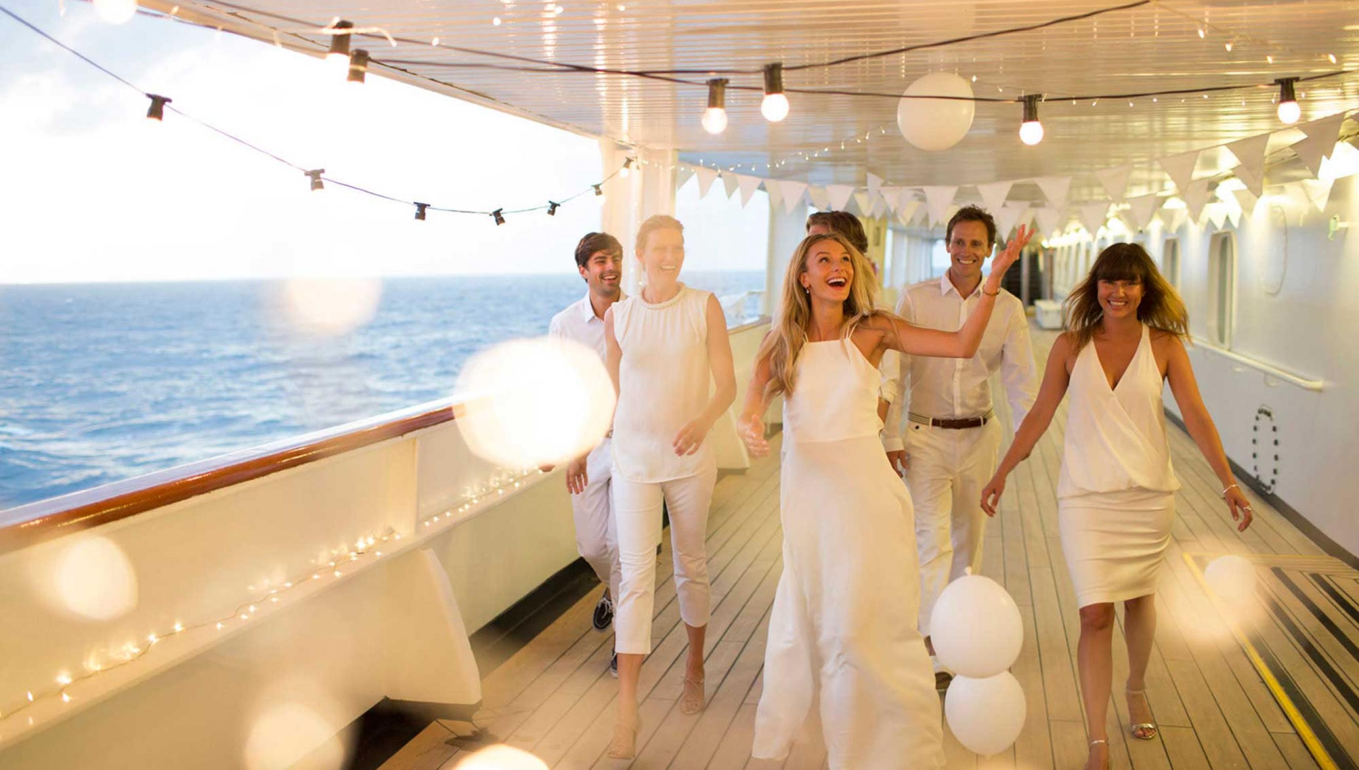 White party celebration on deck